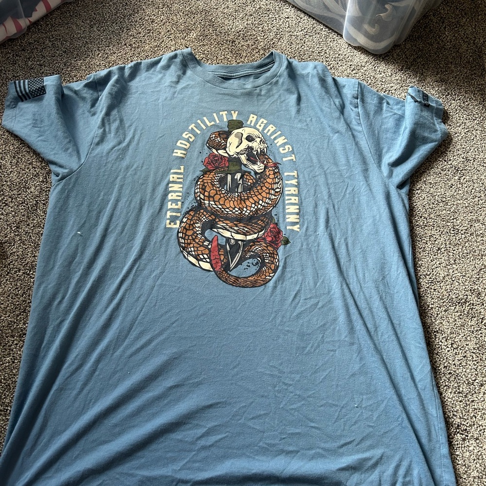 Graphic Tee with Snake and Skull Design